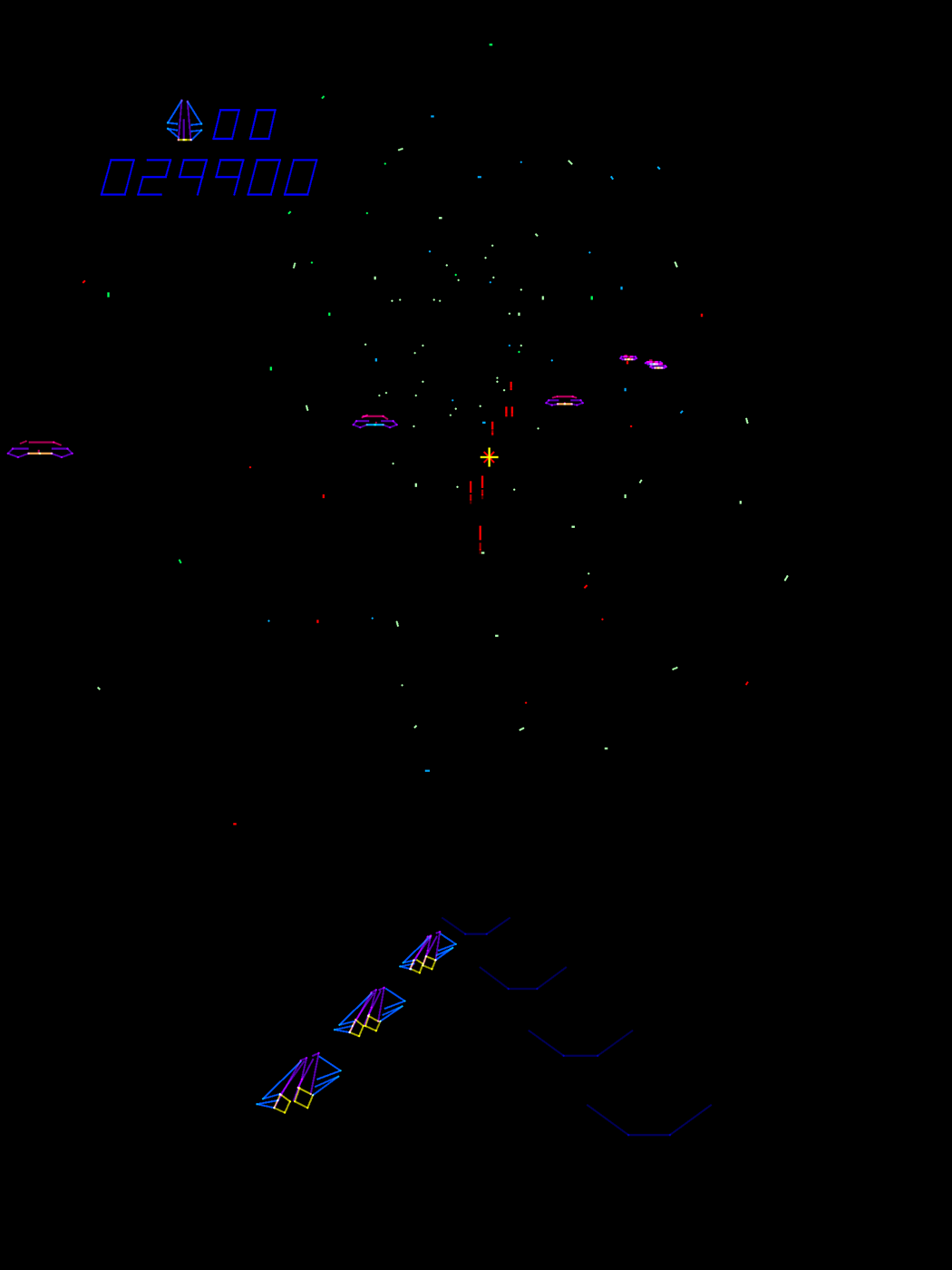 Tac/Scan Arcade Screenshot: Enemy saucers incoming!