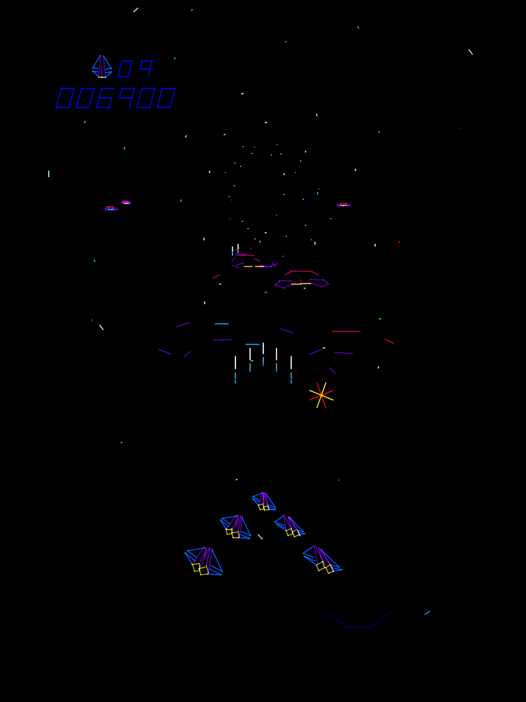 Tac/Scan Arcade Screenshot: Blasting incoming enemy ships...