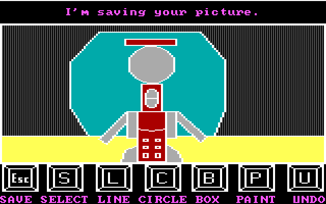 Story Maker IBM PC/Compatibles Screenshot: When done, save your masterpiece and return to the menu.