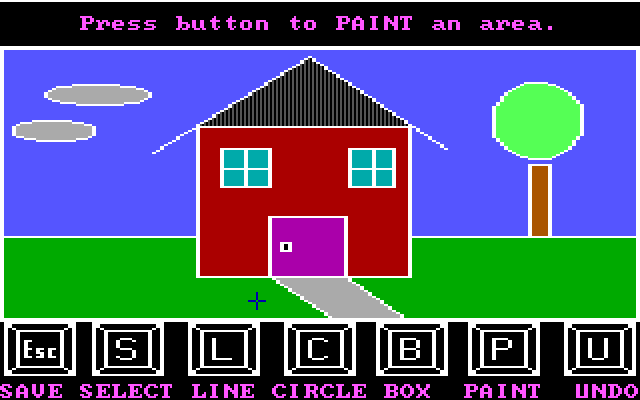 Story Maker IBM PC/Compatibles Screenshot: Next, I can draw some pictures.