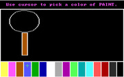 Story Maker for IBM PC/Compatibles - Lines are always white, but you can paint in a variety of colors.