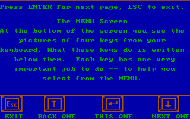 Story Maker IBM PC/Compatibles Screenshot: Instructions continued...