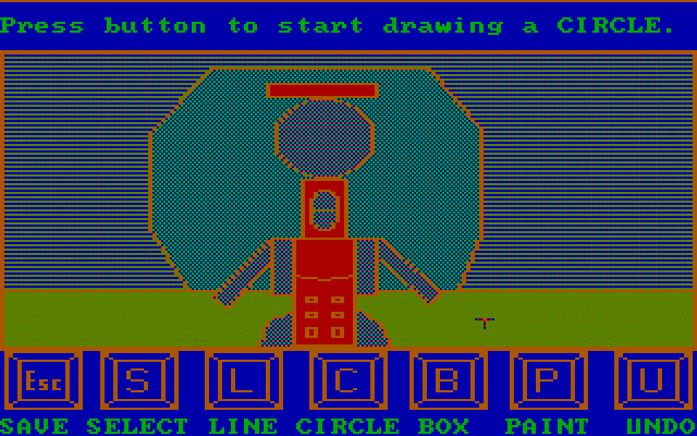 Story Maker IBM PC/Compatibles Screenshot: This time I'm preparing to draw a circle.