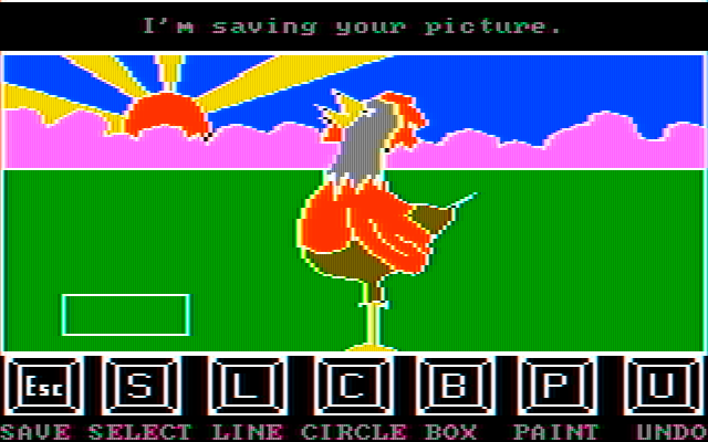 Story Maker IBM PC/Compatibles Screenshot: Create your masterpiece, then save it to disk!