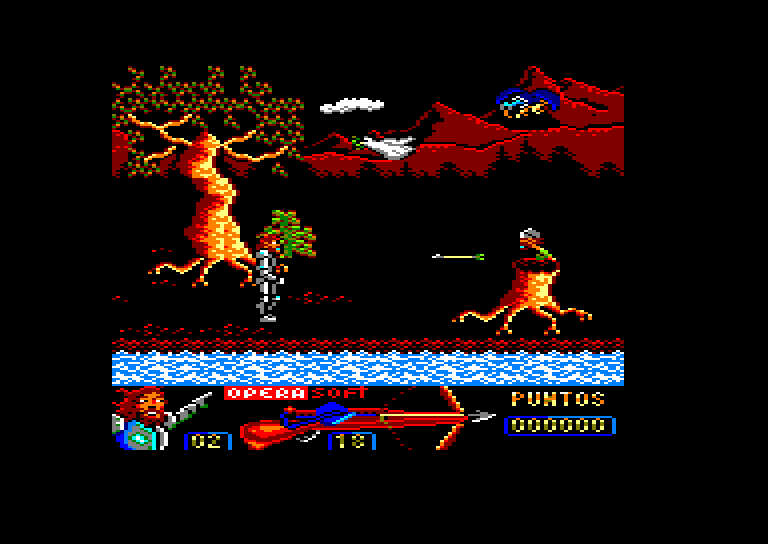 Guillermo Tell Amstrad CPC Screenshot: Don't get shot by arrows!