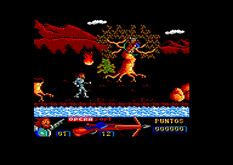 Guillermo Tell Amstrad CPC Screenshot: Watch out for fireballs!