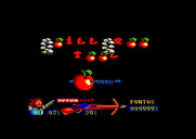 Guillermo Tell for Amstrad CPC - The game title begins as apples that are shot and form letters.