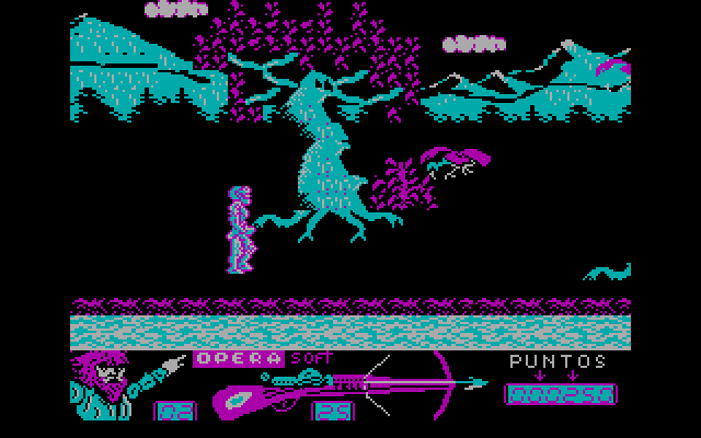 Guillermo Tell IBM PC/Compatibles Screenshot: Incoming vultures! Lookout!