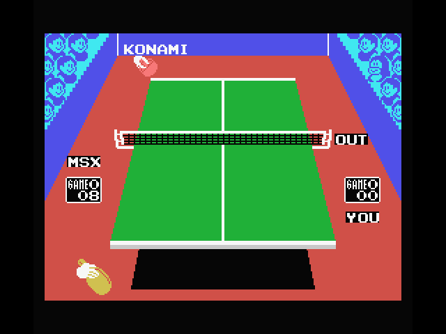 Konami's Ping Pong MSX Screenshot: Out! The MSX is ahead by a lot...