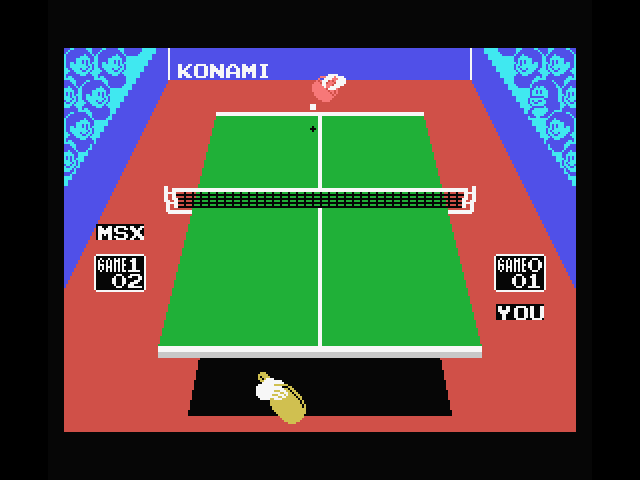 Konami's Ping Pong MSX Screenshot: The computer serves...