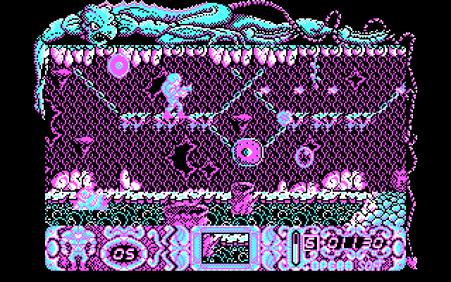 Mutan Zone IBM PC/Compatibles Screenshot: Fighting my way through dangerous terrain.