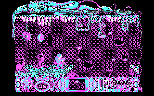 Mutan Zone IBM PC/Compatibles Screenshot: A giant chasm ahead...