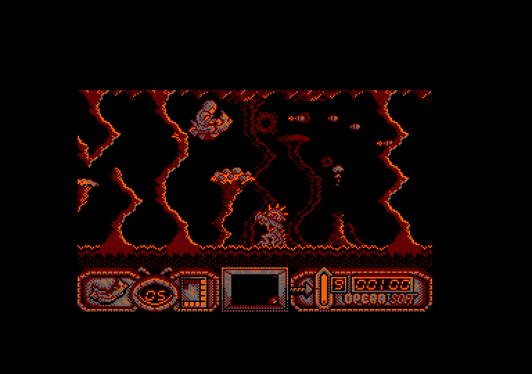 Mutan Zone Amstrad CPC Screenshot: You'll need to fly your way through this part of the game.
