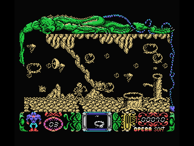 Mutan Zone MSX Screenshot: I'm hit and turn into a pile of bones!