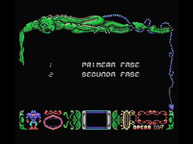 Mutan Zone MSX Screenshot: Select part 1 or part 2...