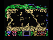 Mutan Zone for MSX - The side scrolling section of level 1 begins.