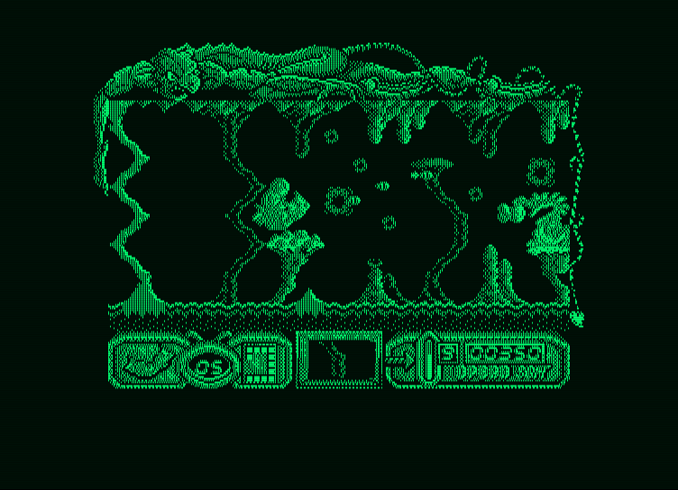 Mutan Zone Amstrad PCW Screenshot: A creature blocks the path...