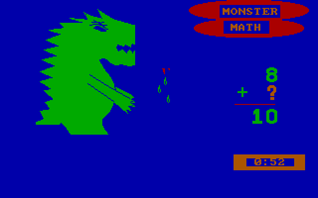 Monster Math IBM PC/Compatibles Screenshot: The monster disappears as I answer questions...