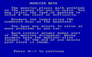 Monster Math for IBM PC/Compatibles - Part of the game instructions.