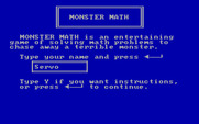 Monster Math for IBM PC/Compatibles - Enter your name, and select if you want to view instructions.