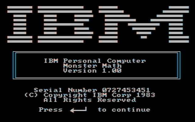 Monster Math IBM PC/Compatibles Screenshot: IBM logo screen.