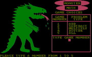 Monster Math for IBM PC/Compatibles - Main menu.