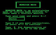 Monster Math for IBM PC/Compatibles - Enter your name and select if you would like instructions.