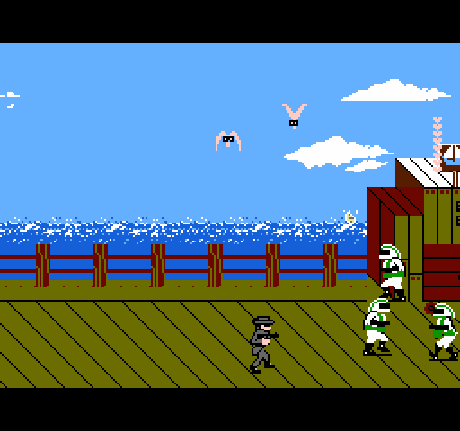 Raid 2020 NES / Famicom Screenshot: These guys are guarding the end of the level!