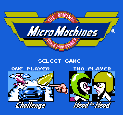Micro Machines NES / Famicom Screenshot: Select a one or two player game.