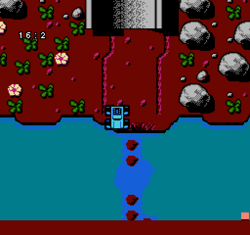Micro Machines NES / Famicom Screenshot: The driveable path is narrow here...
