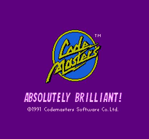 Micro Machines NES / Famicom Screenshot: Code Masters logo screen.