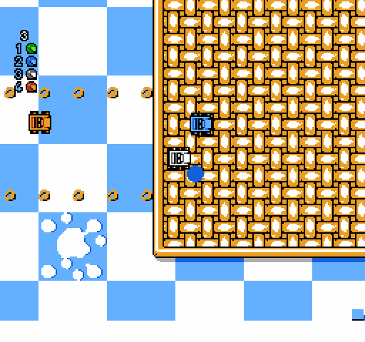 Micro Machines NES / Famicom Screenshot: Riding over the placemat...