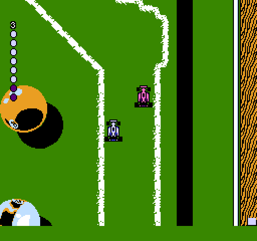 Micro Machines NES / Famicom Screenshot: A race on a pool table begins...