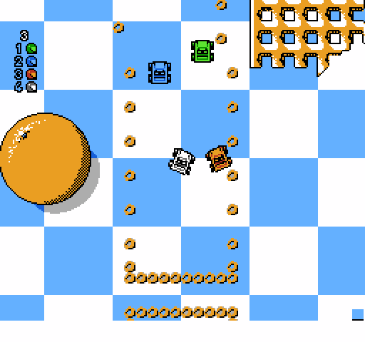 Micro Machines NES / Famicom Screenshot: The breakfast bends race begins!
