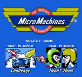 Micro Machines for NES / Famicom - Select a one or two player game.