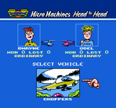 Micro Machines for NES / Famicom - Select options for a two player game.
