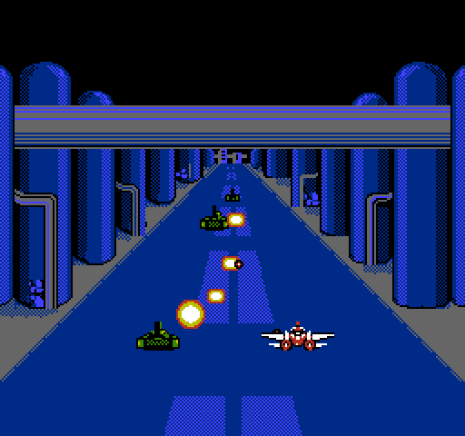 F-15 City War NES / Famicom Screenshot: Don't crash into those beams that pass by overhead...