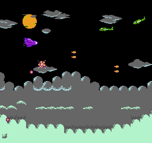 Double Strike NES / Famicom Screenshot: Flying through the clouds again.