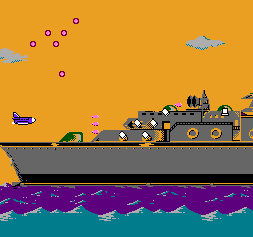 Double Strike NES / Famicom Screenshot: Attack on another large ship...