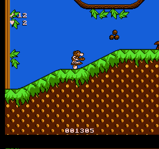 Big Nose Freaks Out NES / Famicom Screenshot: Pick up the stones to have a throwing weapon!