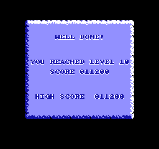 Big Nose Freaks Out NES / Famicom Screenshot: Well done! Here's your score...