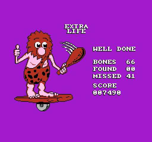 Big Nose Freaks Out NES / Famicom Screenshot: Extra life earned!