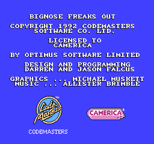 Big Nose Freaks Out NES / Famicom Screenshot: Credits screen.