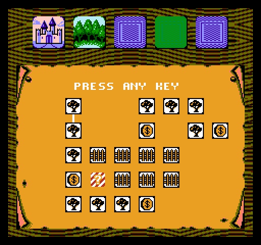 Gauntlet NES / Famicom Screenshot: The forest area map...