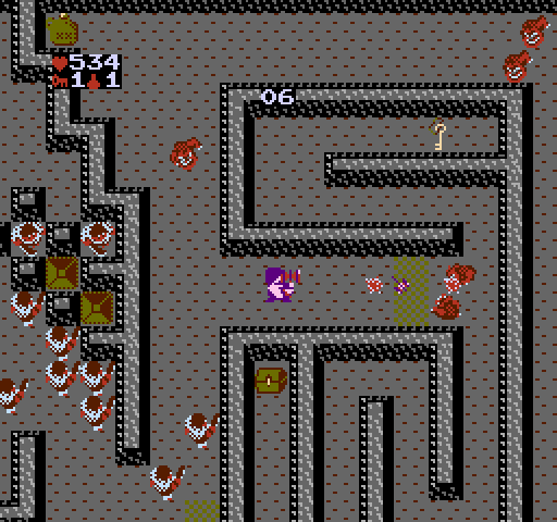 Gauntlet NES / Famicom Screenshot: Mazes become progressively more difficult...