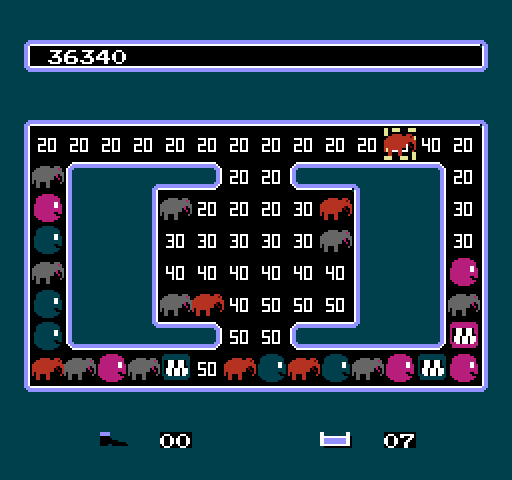 Krazy Kreatures NES / Famicom Screenshot: Time's up! Bonus points are awarded for empty spaces.