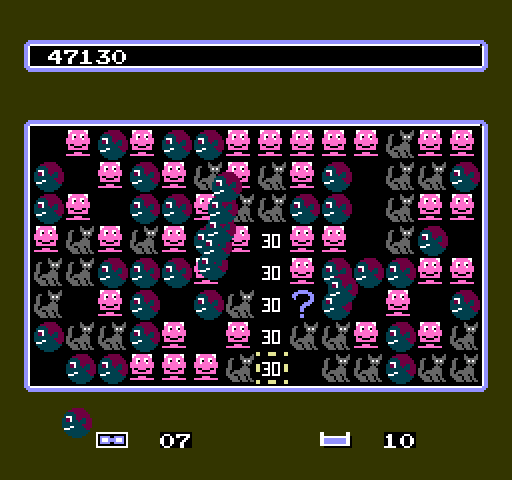 Krazy Kreatures NES / Famicom Screenshot: Points earned for forming rows of kreatures...