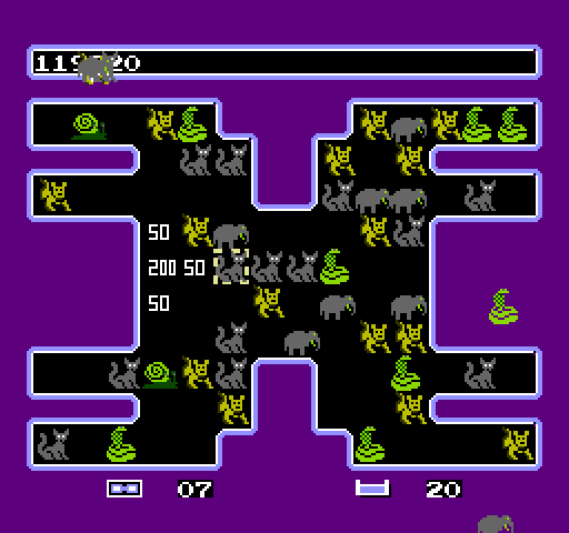 Krazy Kreatures NES / Famicom Screenshot: A barage of kreatures are thrown onto the screen!