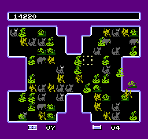 Krazy Kreatures NES / Famicom Screenshot: Kreatures are thrown onto the board quickly...make space for them!