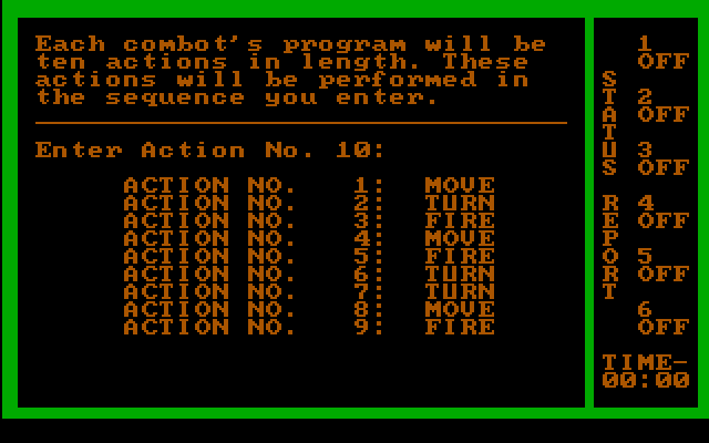 Combots IBM PC/Compatibles Screenshot: Programming a combot...